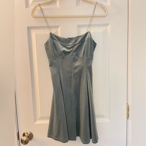 UO Green/Blue Spaghetti Strap Velvet Dress